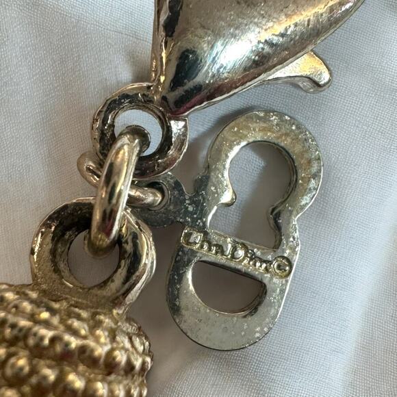 DIOR Multi-Chain Link Silver Choker Necklace and Small Rhinestone Charm Necklace - Picture 11 of 16